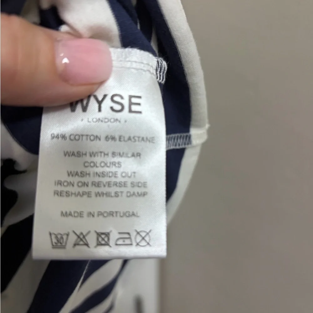 Wyse Navy and White Striped Long Sleeve Shirt - Picture 4 of 5